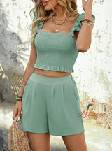 Strap Top Shorts Two-piece Suit