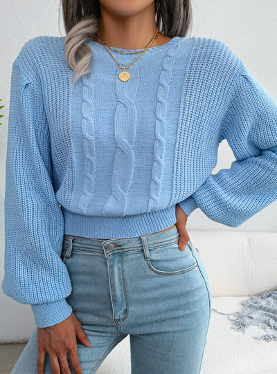 Leisure Twist Lantern Sleeve Knitted Sweater