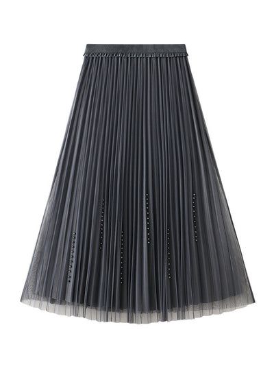 High Waist and Slim Beaded Gauze Skirt