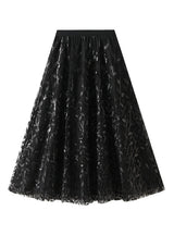 Sparkling Sequined Leaf Gauze Skirt