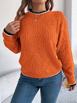 Leisure Color Matching Twist Long Sleeve Sweater