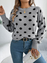 Leisure Contrast Polka-dot Long Sleeve Sweater