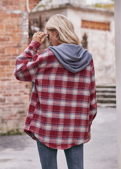 Flannel Plaid Casual Hooded Coat