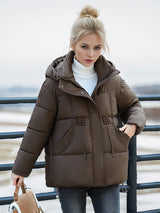 Fashion Short Pocket Cotton-padded Down Jacket