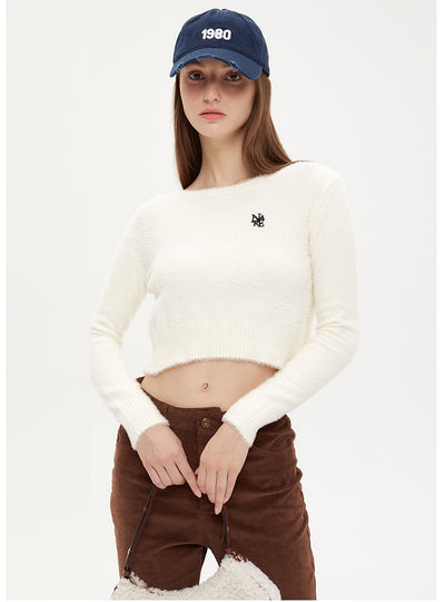 Open-back Imitation Mink Wool Knitted Sweater