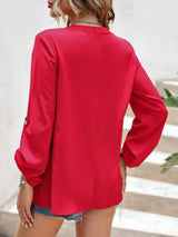 V-neck Long-sleeved Ladies' Shirt