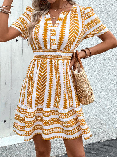 V-neck Bohemian Short Sleeve Dress