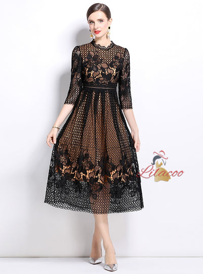 Short Sleeve Slim Lace Dress