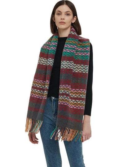 Thickened Wavy Striped National Wind Scarf Shawl