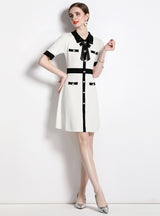 Bow Short Sleeve Knitted Dress