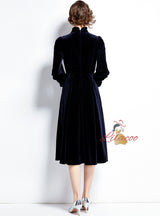 Velvet Long Sleeve Palace Retro Dress