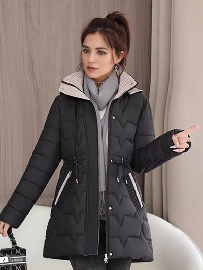 Slim-fit Slim Drawstring Cotton-padded Jacket