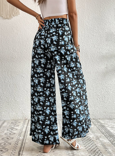 Horn Wide-leg Drape Printed Trousers Pants