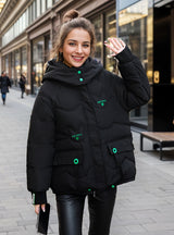 Embroidered Hooded Loose Cotton-padded Jacket Coat