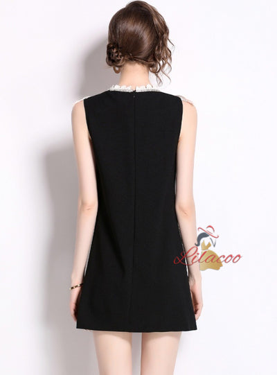 Lace Stitching Slim Nail Drill Dress