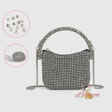 Semi-circular Diamond-encrusted Diagonal Bag