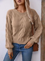 Solid Color Twist Pullover Retro Loose Sweater