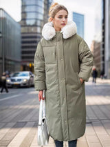 LongOver-the-knee Loose Solid Color Cotton-padded Jacket