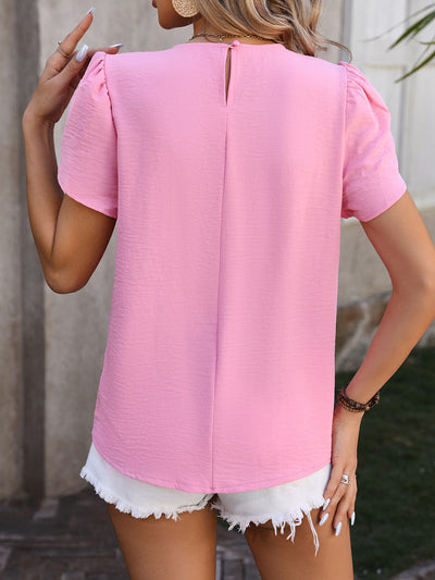 Casual V-neck Chiffon Bud Sleeve Shirt Top