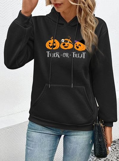 Leisure Halloween Pumpkin Hooded Pullover Top