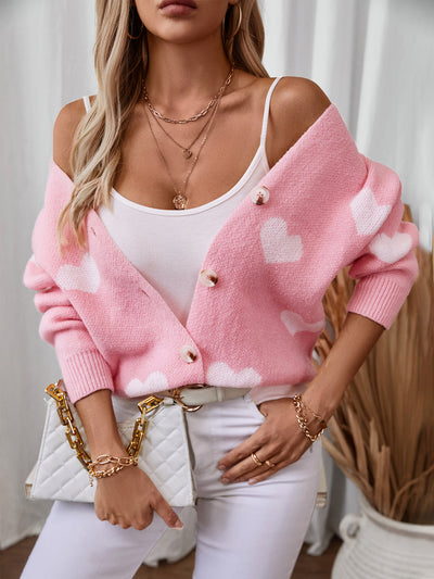 Love Heart Single-breasted Loose Sweater