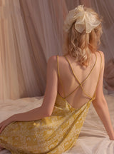 Flower Backless Cross Suspender Nightdress