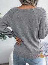 Leisure Button Twist Knit Pullover Sweater