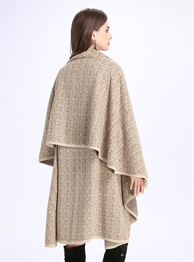 Women Knitted Cardigan Shawl Cloak