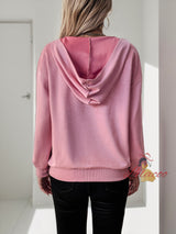 Zipper Pocket Solid Color Hooded Shirt