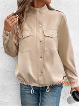 Solid Color Stand Collar Jacket Coat