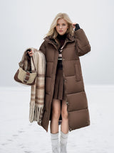 Hooded Padded Cotton-padded Long Jacket