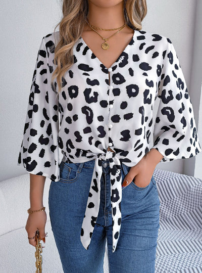 Casual Leopard Print Chiffon Shirt