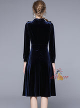 Slim Retro Velvet Long Sleeve Dress