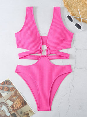 Sexy Solid Color Slim One-piece Bikini