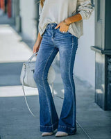 High Waist Elastic Splicing Flared Jeans