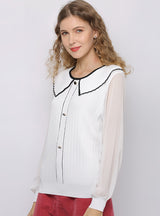 Doll Neck Long Sleeve Shirt