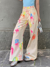 Printed Wide-leg Trousers Pant