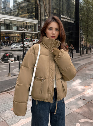 Short Stand-up Thickened Cotton-padded Jacket Coat