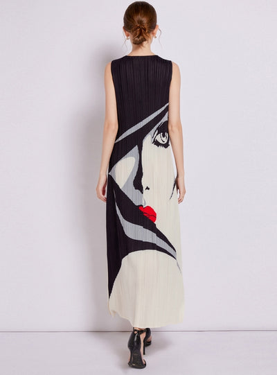 Printed Large Size Slim Long Dress