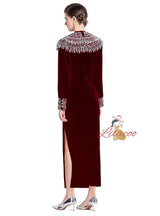 Long Sleeve Velvet Sequins Party Dress