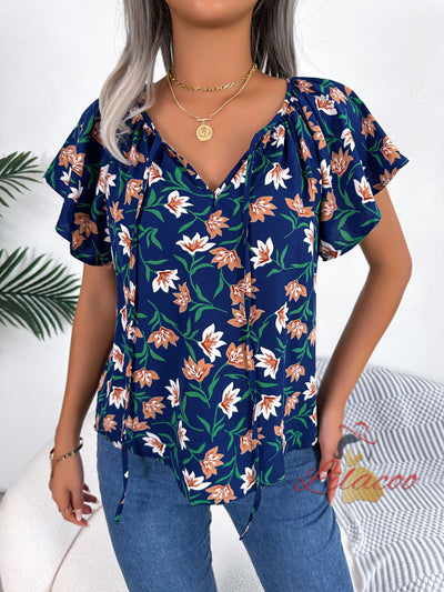 Casual Loose Ruffled Chiffon Top