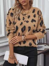 Women Leopard Jacquard Sweater