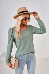 Solid Color Jacquard Long Sleeve T-shirt