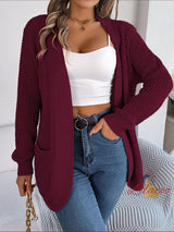 Leisure Pocket Long Sleeve Knitted Sweater Coat