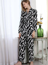 Zebra Pattern Long Sleeve Suit Pajamas