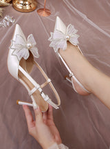 Lace Bow Stiletto Heels Sandals Shoes