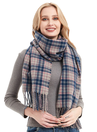 Fringed Plaid Shawl Padded Scarf