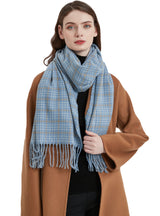 Women Fringed Plaid Scarf Shawl