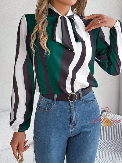 Women Contrast Striped Chiffon Shirt