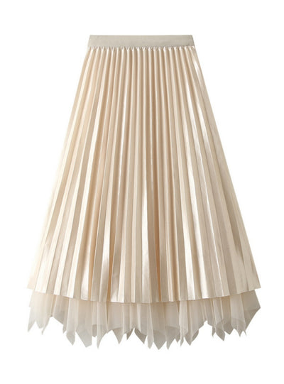 High Waist Pleated Irregular Skirt